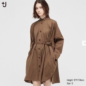 Uniqlo x Jil Sander Dolman Sleeve shirt dress XXS brown